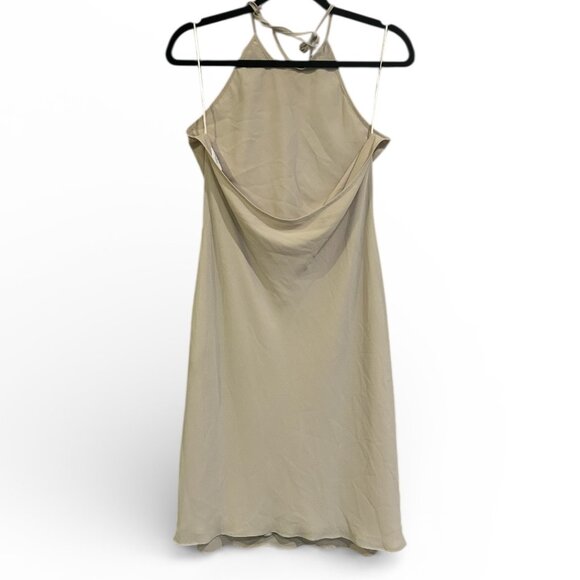 Aritzia Wilfred Free Women’s Taupe Chiffon Slip Dress M Lined Minimalist Flowy - Picture 5 of 8